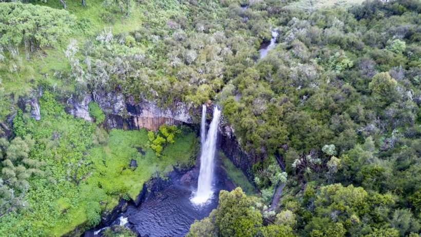Aberdare National Park aerial of Maguru Waterfall